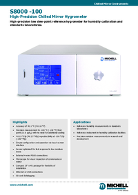 Thumbnail of document Data Sheet - S8000-100C-S8K100 High precision chilled mirror hygrometer